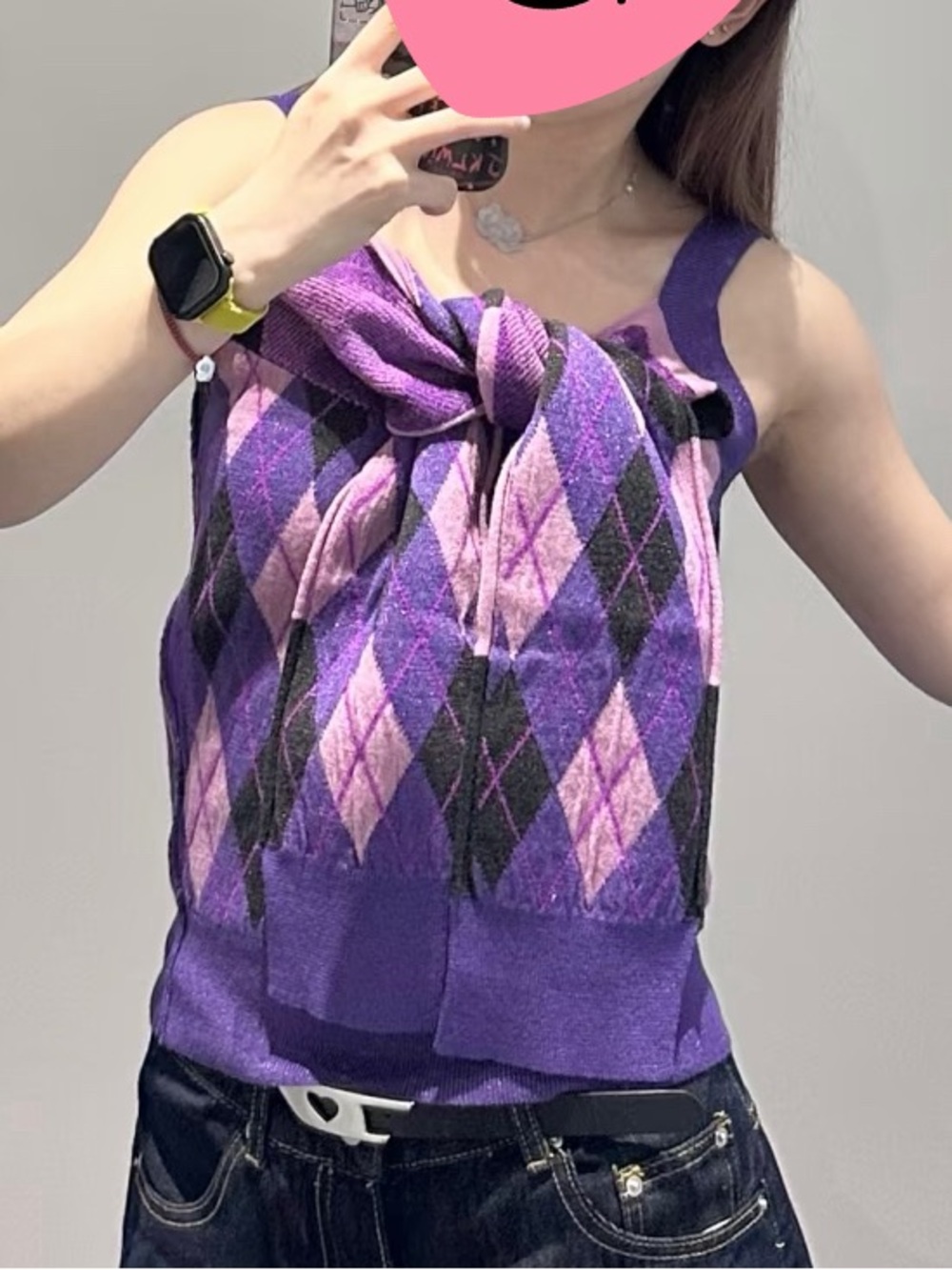 Marc Jacobs Y2K Purple Argyle Knit Tank NWT